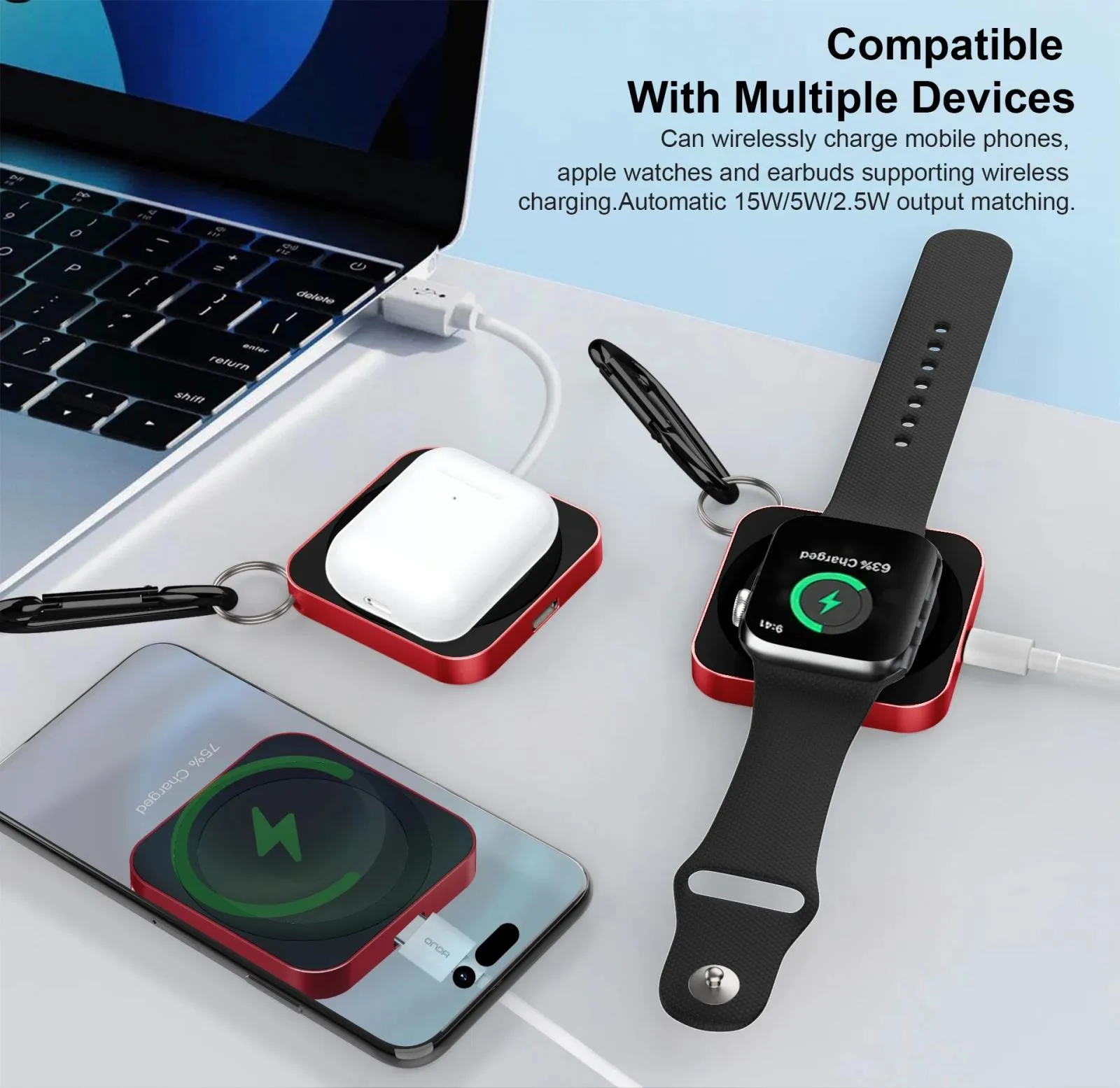 15W 3 In 1 Magnetic Wireless Charger For Smart Devices