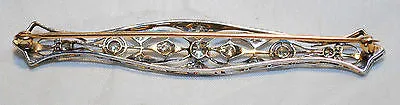 1920s Vintage Old Miner Diamond Bar Brooch in Solid 18K White Gold & Yellow Gold - $12K VALUE