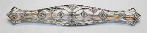 1920s Vintage Old Miner Diamond Bar Brooch in Solid 18K White Gold & Yellow Gold - $12K VALUE