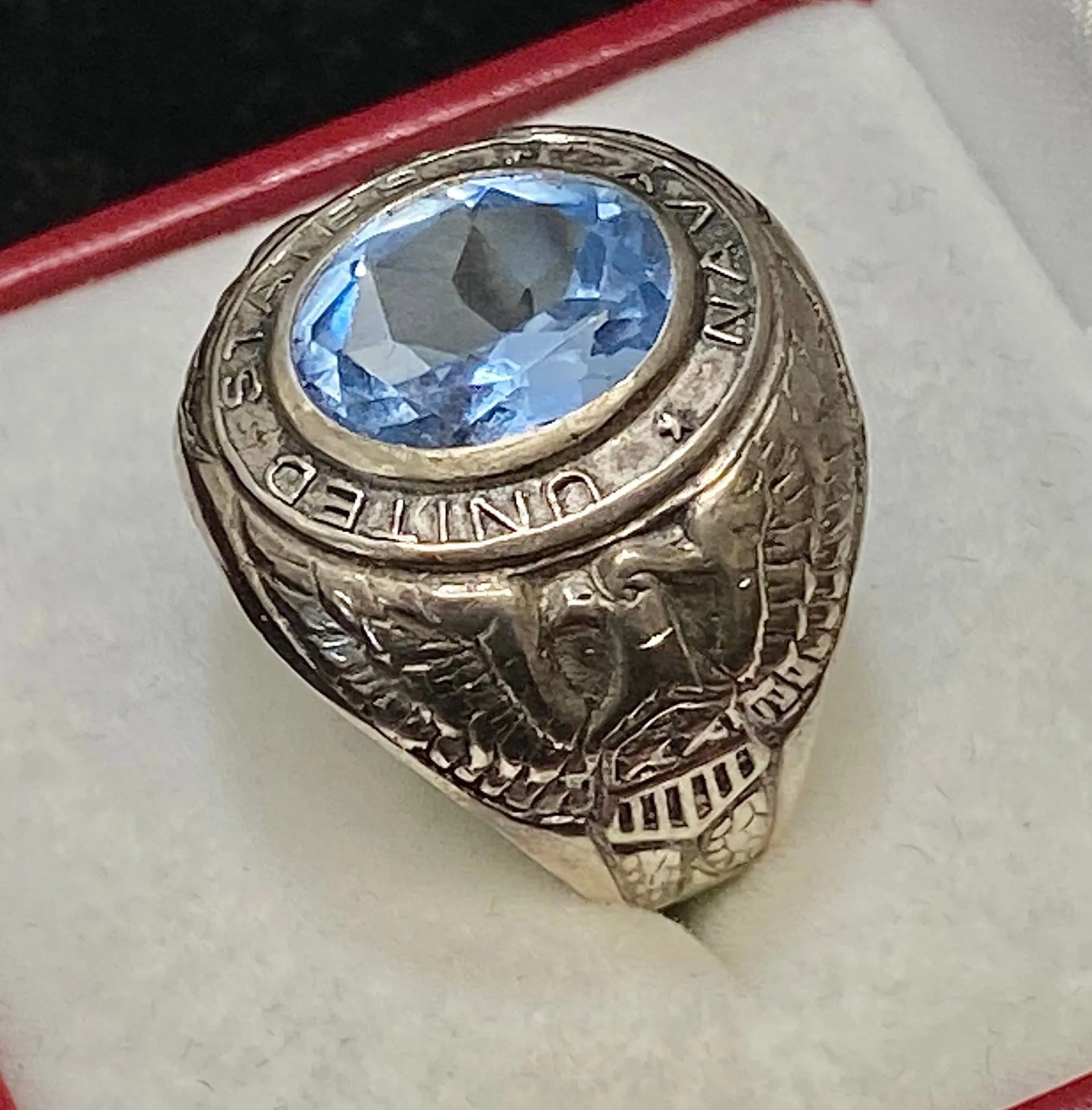 1920’s Vintage United States Navy Class Ring with Aquamarine-like Stone - $6K Appraisal Value w/CoA}