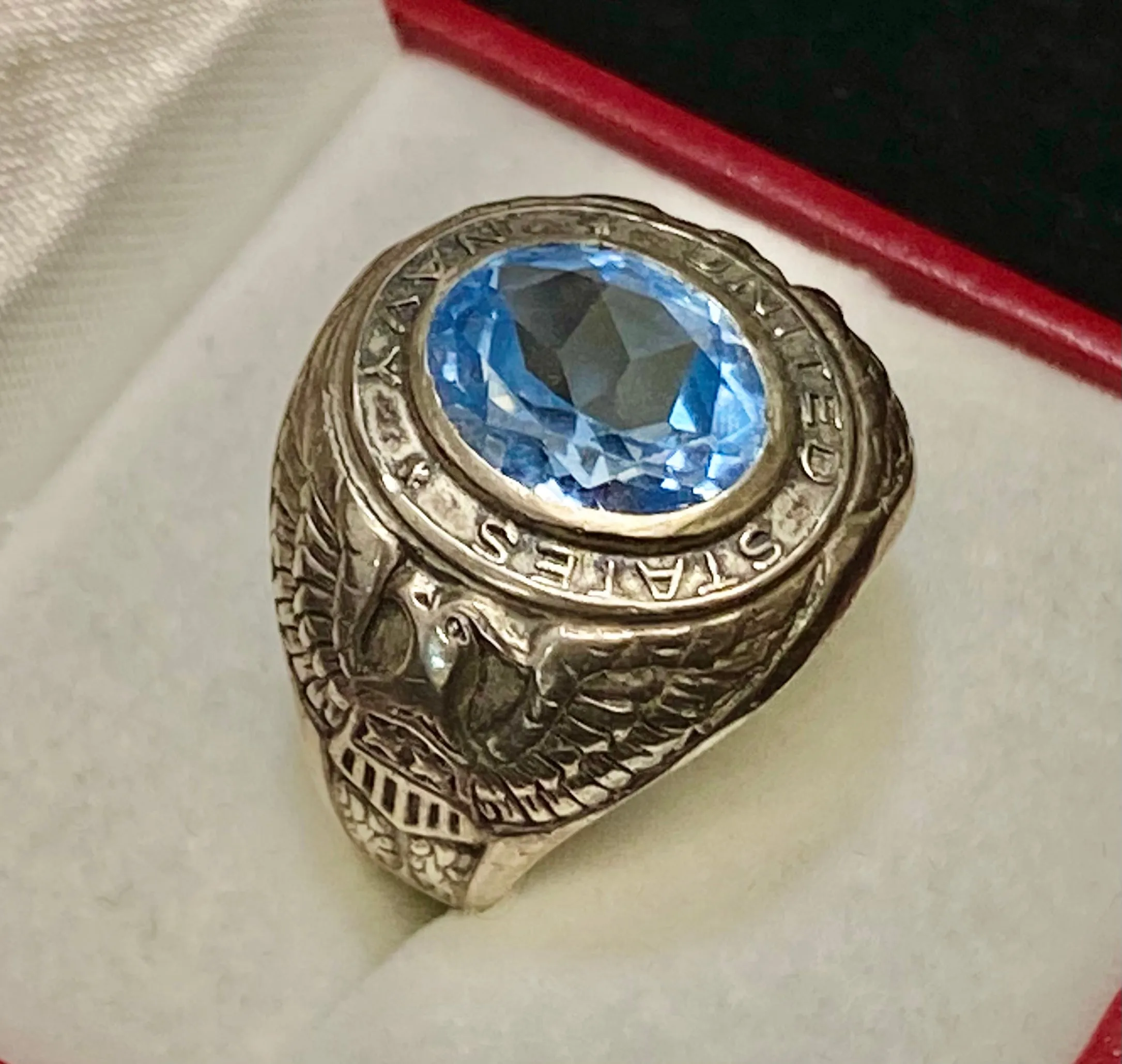 1920’s Vintage United States Navy Class Ring with Aquamarine-like Stone - $6K Appraisal Value w/CoA}