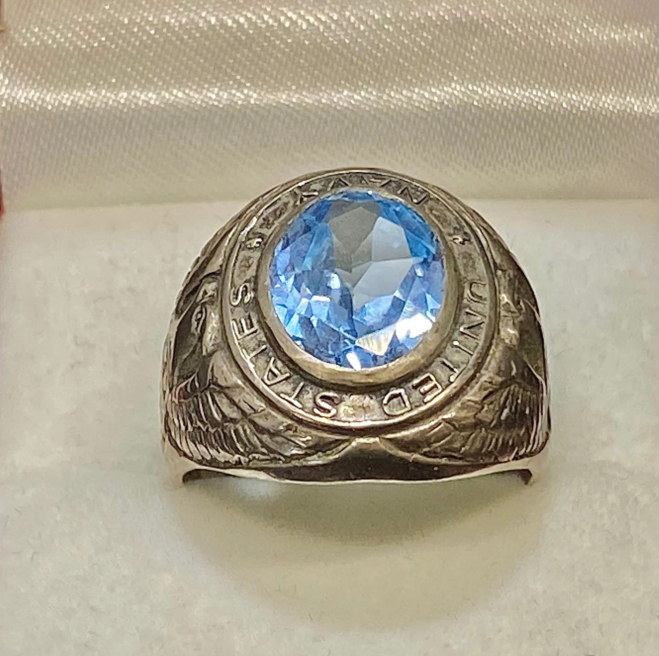 1920’s Vintage United States Navy Class Ring with Aquamarine-like Stone - $6K Appraisal Value w/CoA}