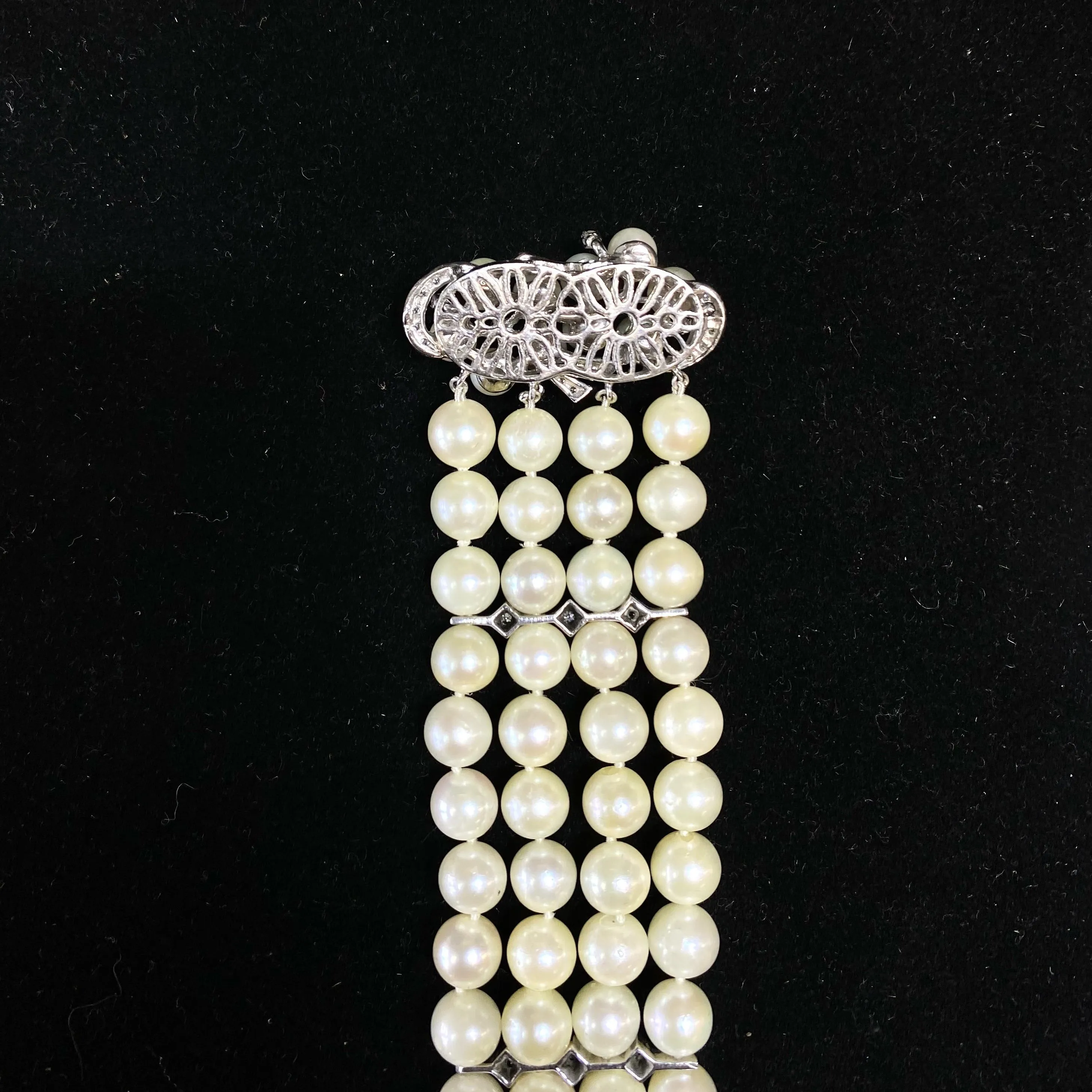 1930’s Antique Design Solid White Gold Bracelet with 72 Pearls & 37 Diamonds! - $15K Appraisal Value w/ CoA!