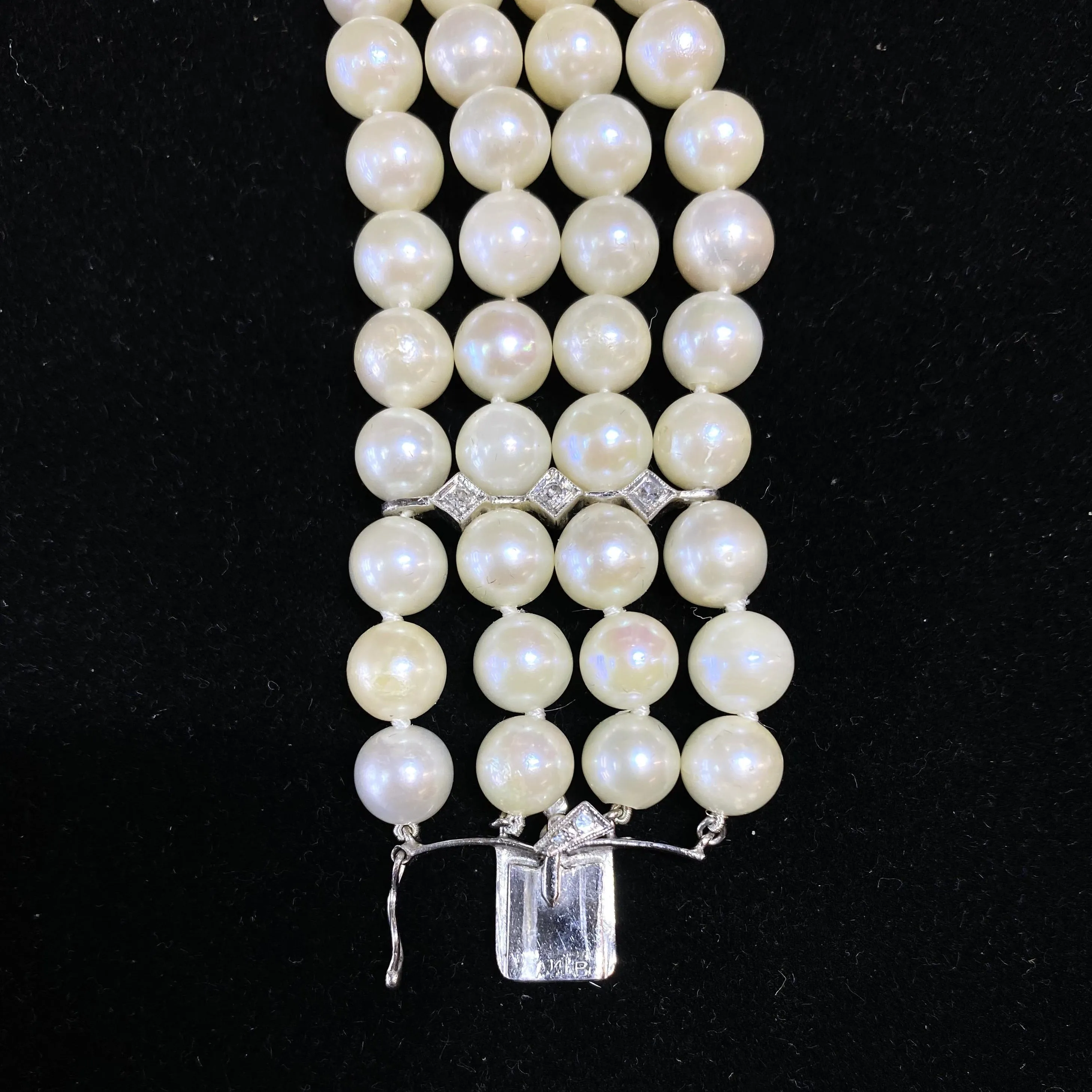 1930’s Antique Design Solid White Gold Bracelet with 72 Pearls & 37 Diamonds! - $15K Appraisal Value w/ CoA!