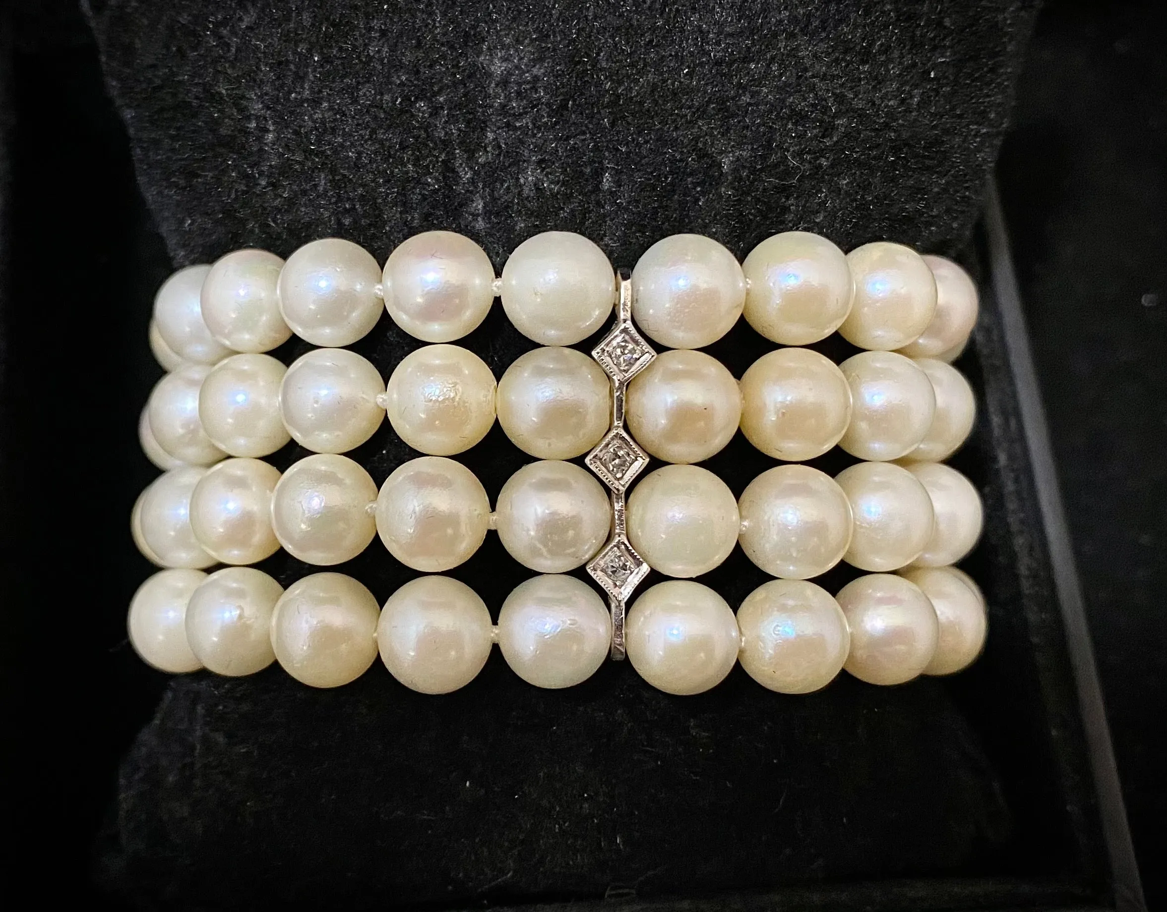 1930’s Antique Design Solid White Gold Bracelet with 72 Pearls & 37 Diamonds! - $15K Appraisal Value w/ CoA!