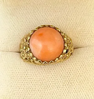 1930's Antique Designer's Handcraft SYG w Coral Ring - $8K Appraisal value w/CoA!
