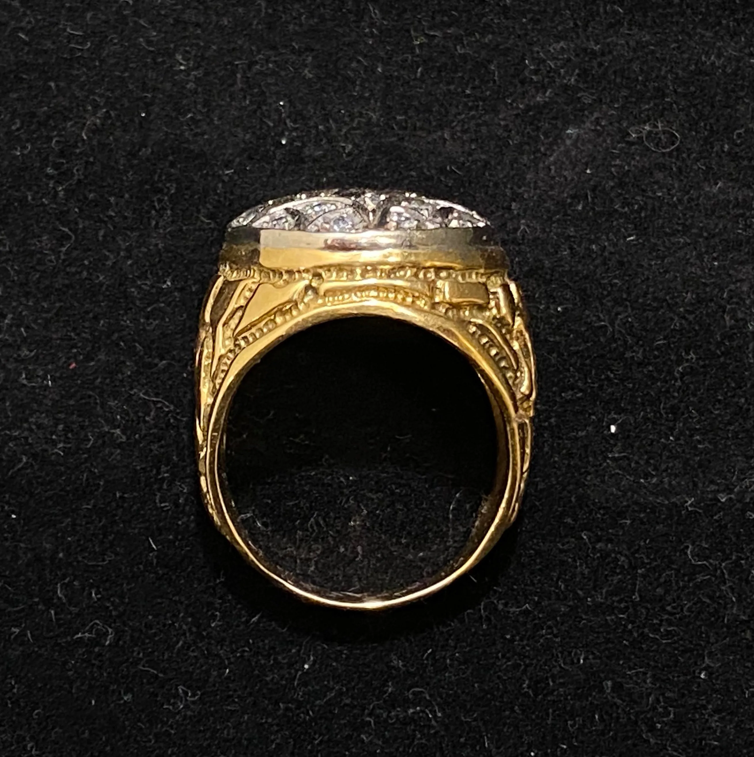 1930’s Antique Solid Yellow & White Gold 25-Diamond Ring - $12K Appraisal Value w/CoA}