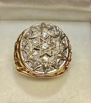 1930’s Antique Solid Yellow & White Gold 25-Diamond Ring - $12K Appraisal Value w/CoA}