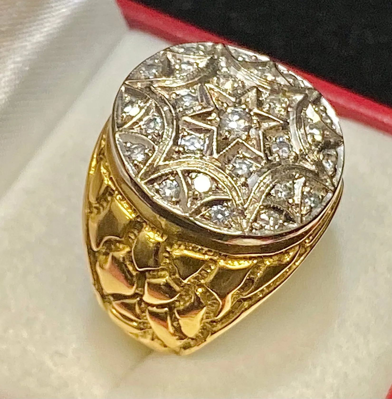 1930’s Antique Solid Yellow & White Gold 25-Diamond Ring - $12K Appraisal Value w/CoA}