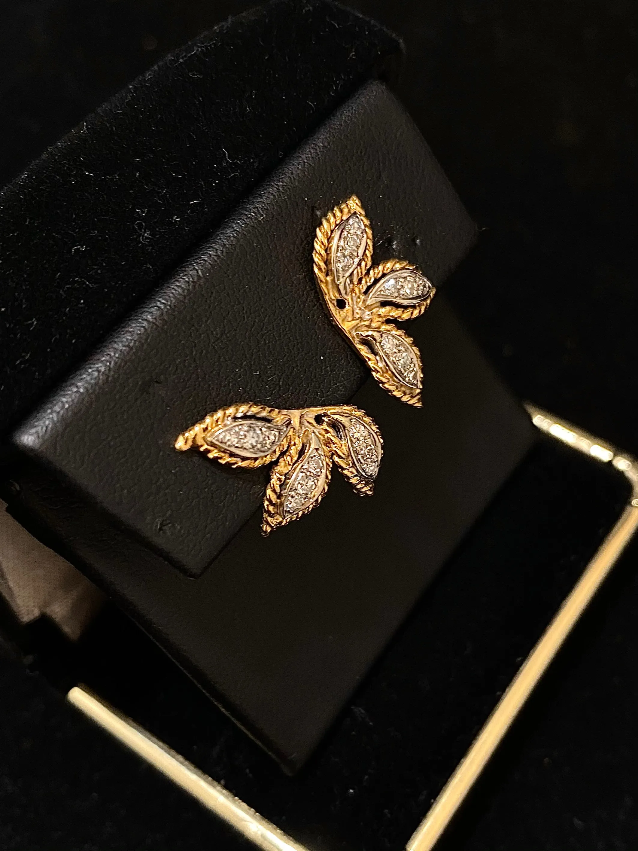 1940's Buccellati-Style Solid YG with Platinum Diamond Earrings - $12K APR w/CoA