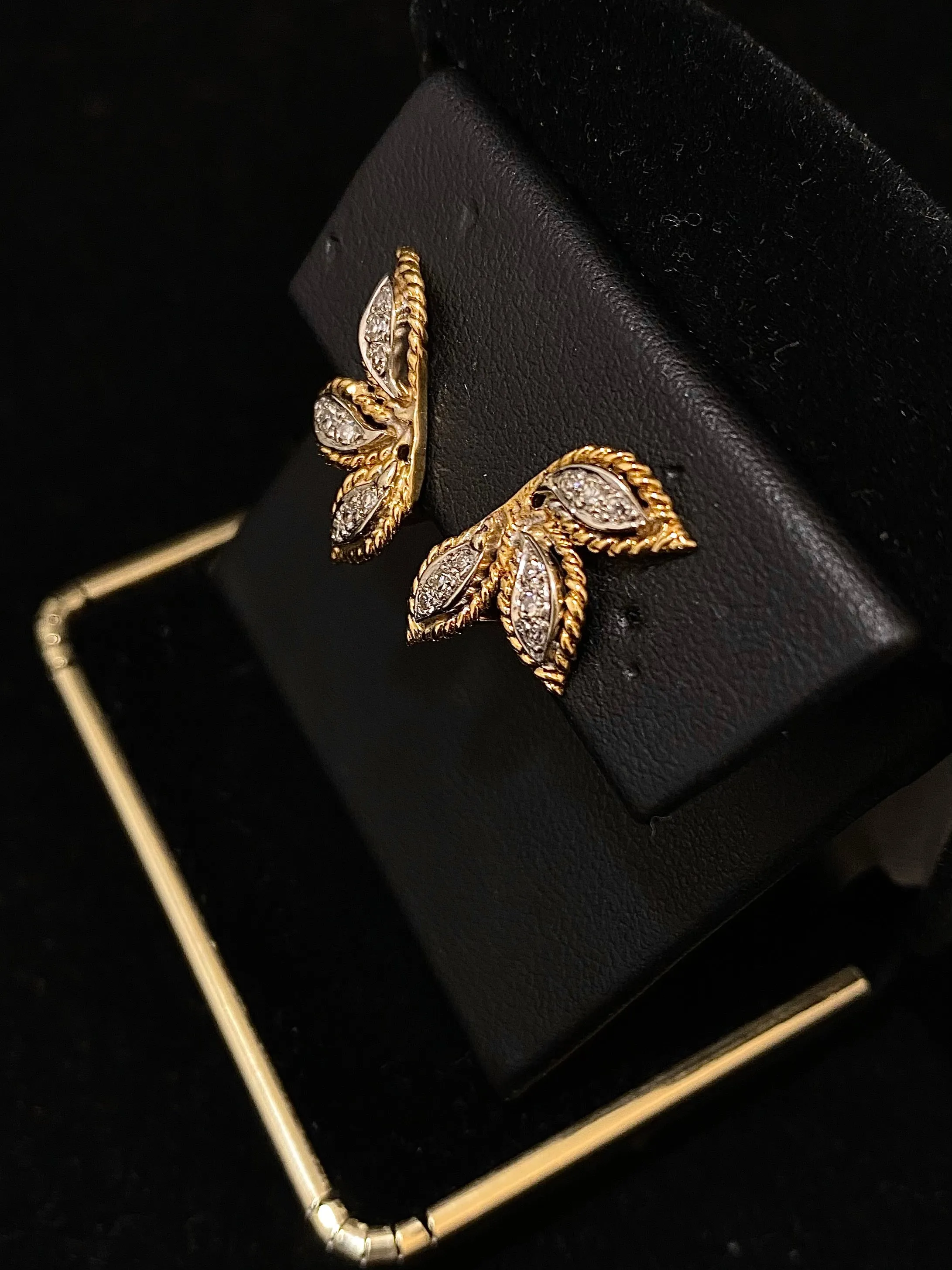 1940's Buccellati-Style Solid YG with Platinum Diamond Earrings - $12K APR w/CoA