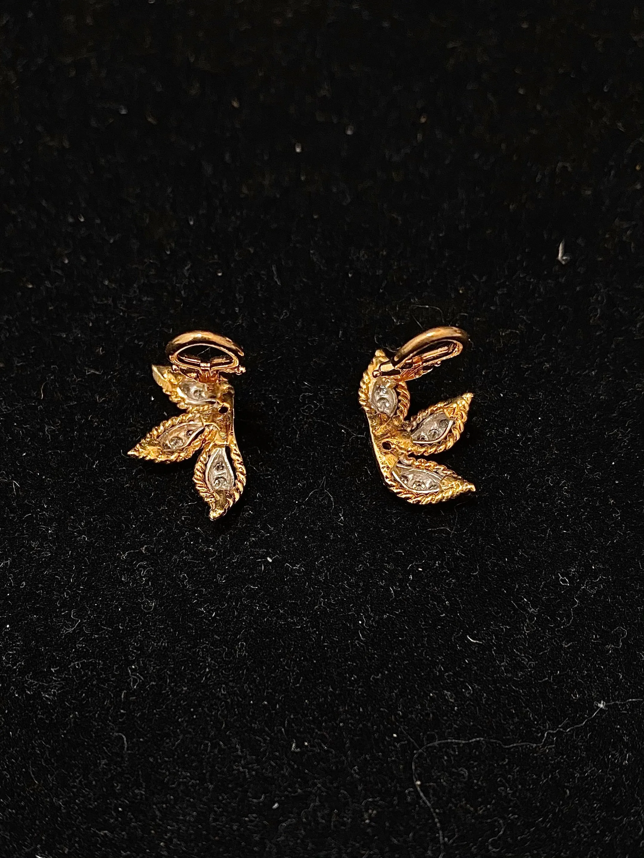 1940's Buccellati-Style Solid YG with Platinum Diamond Earrings - $12K APR w/CoA