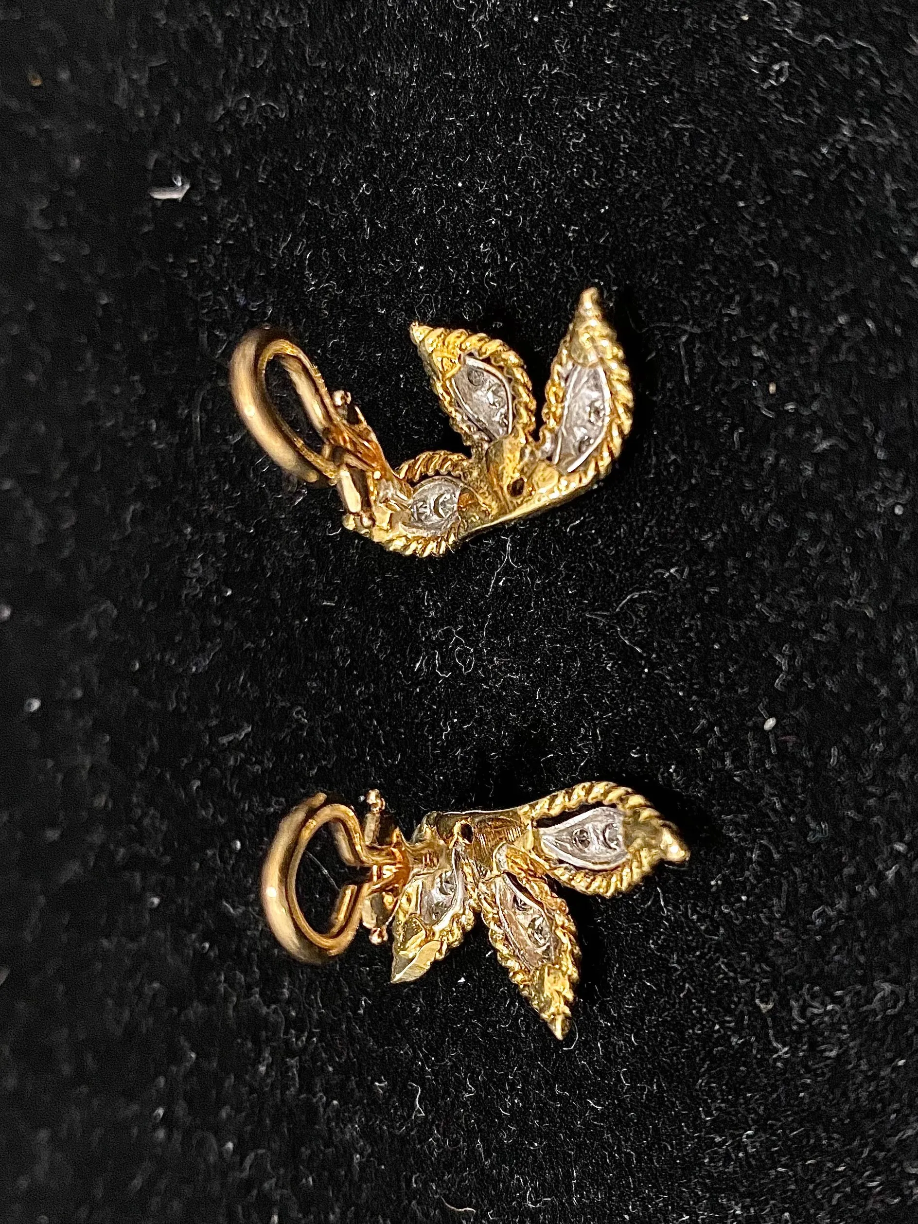 1940's Buccellati-Style Solid YG with Platinum Diamond Earrings - $12K APR w/CoA