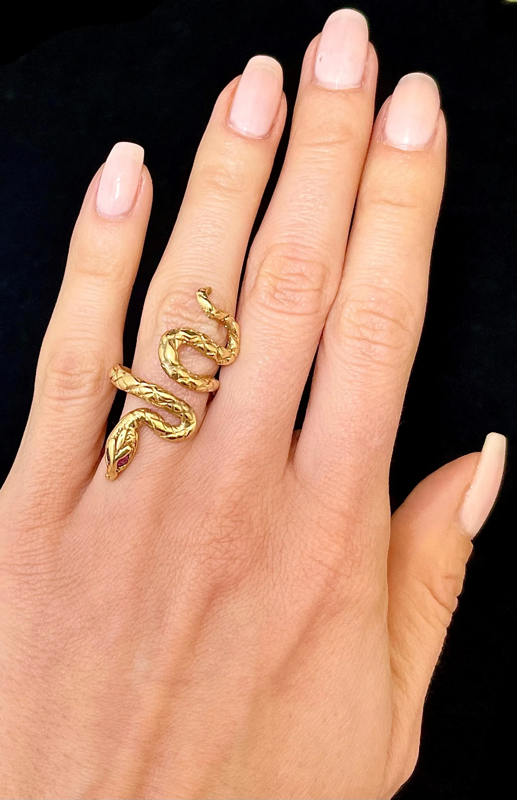 1940s Bulgari Snake style Designer SYG Hand-Engraved Ruby Ring - $6K APR Value w/ CoA!