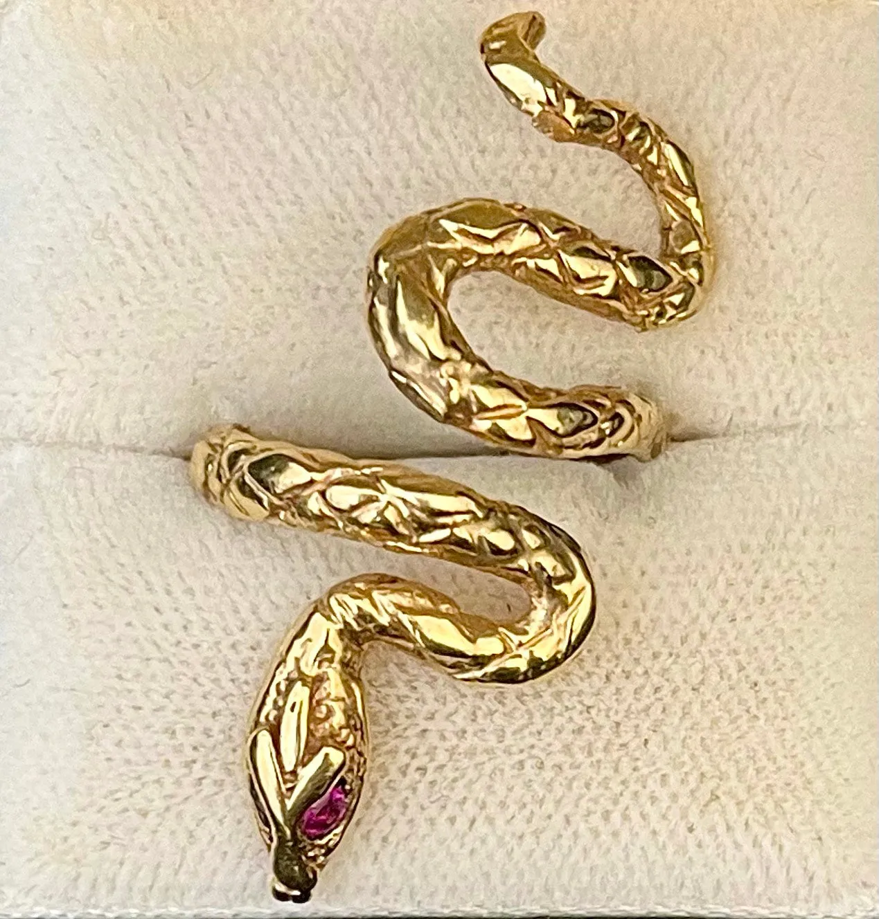 1940s Bulgari Snake style Designer SYG Hand-Engraved Ruby Ring - $6K APR Value w/ CoA!