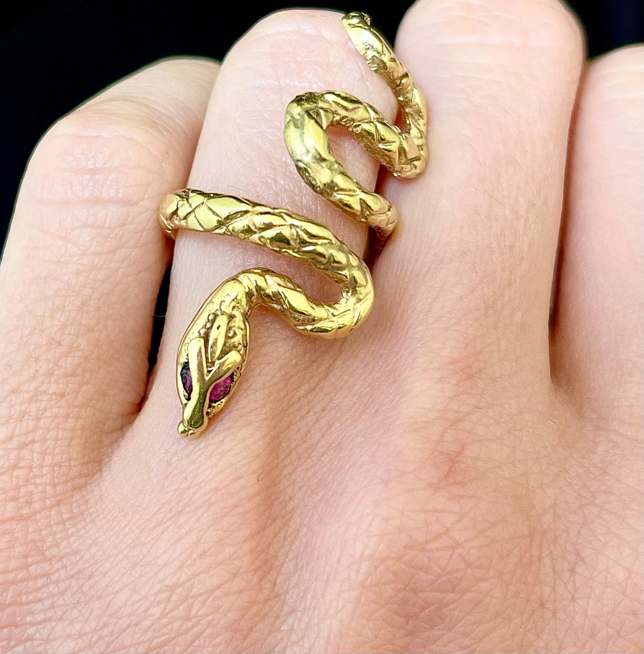 1940s Bulgari Snake style Designer SYG Hand-Engraved Ruby Ring - $6K APR Value w/ CoA!
