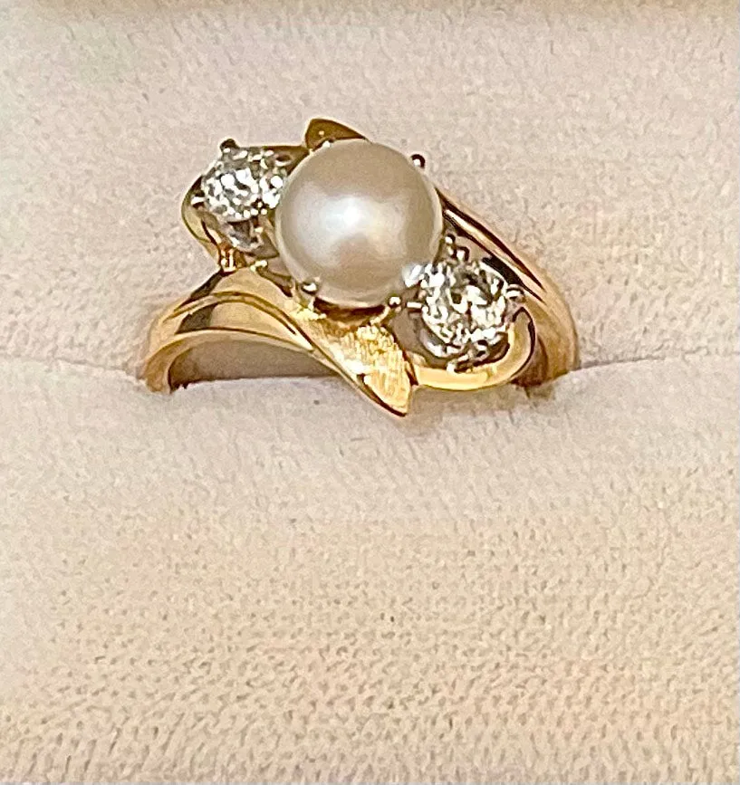1940s Designer SYG w Pearl & Diamond Ring - $8K APR Value w/CoA}