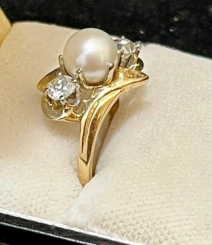 1940s Designer SYG w Pearl & Diamond Ring - $8K APR Value w/CoA}