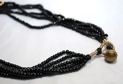 1940s Victorian Mourning Style Jet Beaded Necklace with 18K Yellow Gold Centerpiece - $6K VALUE