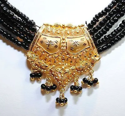 1940s Victorian Mourning Style Jet Beaded Necklace with 18K Yellow Gold Centerpiece - $6K VALUE