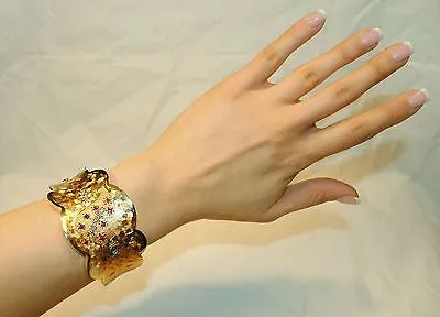 1940's Vintage Diamond & Ruby Hinged Bangle Bracelet in 18K Yellow Gold with Brushstroke Finish - $40K VALUE