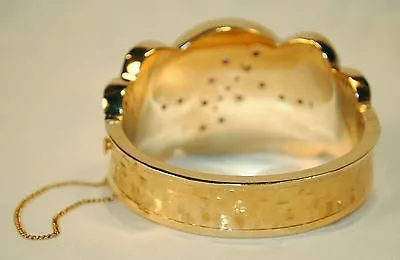 1940's Vintage Diamond & Ruby Hinged Bangle Bracelet in 18K Yellow Gold with Brushstroke Finish - $40K VALUE