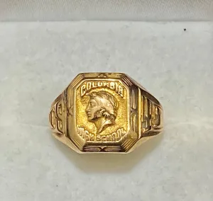 1944 Columbia High School Class Ring in Solid Yellow Gold - $6K Appraisal Value w/CoA}