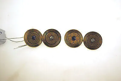 1950s Vintage Diamond & Sapphire Reversible Cuff Links in Solid 14K Yellow Gold - $5K VALUE