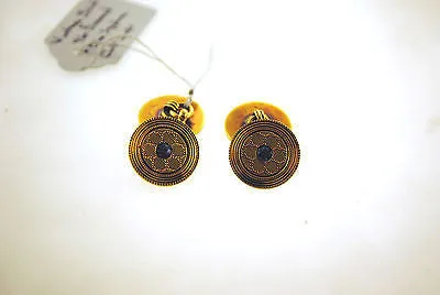 1950s Vintage Diamond & Sapphire Reversible Cuff Links in Solid 14K Yellow Gold - $5K VALUE