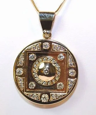 1960s Vintage 3 Carat Diamond Medallion Pendant in Solid 14K Yellow Gold - $20K VALUE