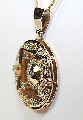1960s Vintage 3 Carat Diamond Medallion Pendant in Solid 14K Yellow Gold - $20K VALUE