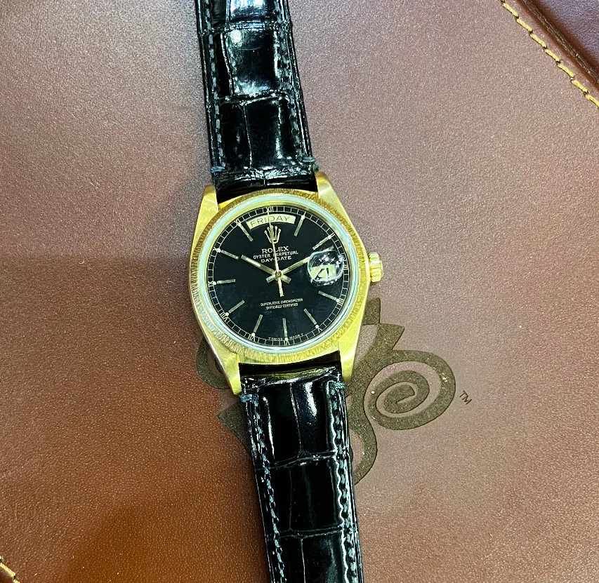 1979 Rolex Day Date Black Stella with Second Custom Yellow Dial