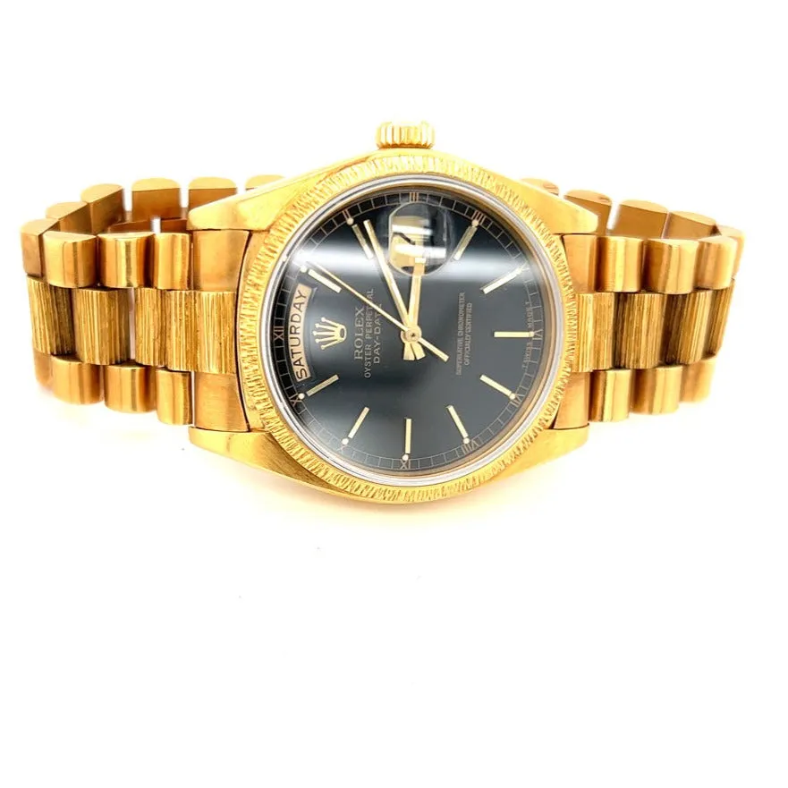 1979 Rolex Day Date Black Stella with Second Custom Yellow Dial