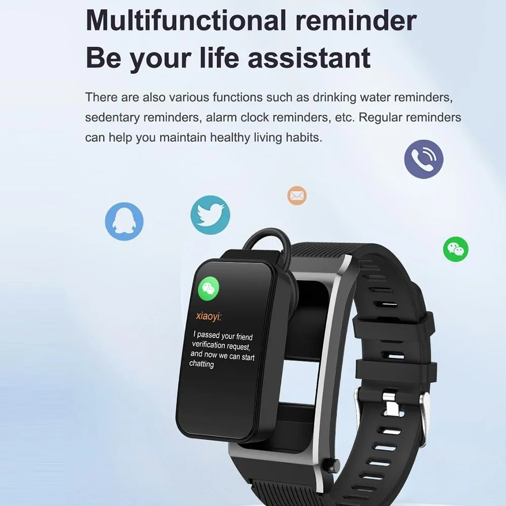 1.98 Inch 2 In 1 Bluetooth Earphone Smart Watch With Ecg & Nfc Support