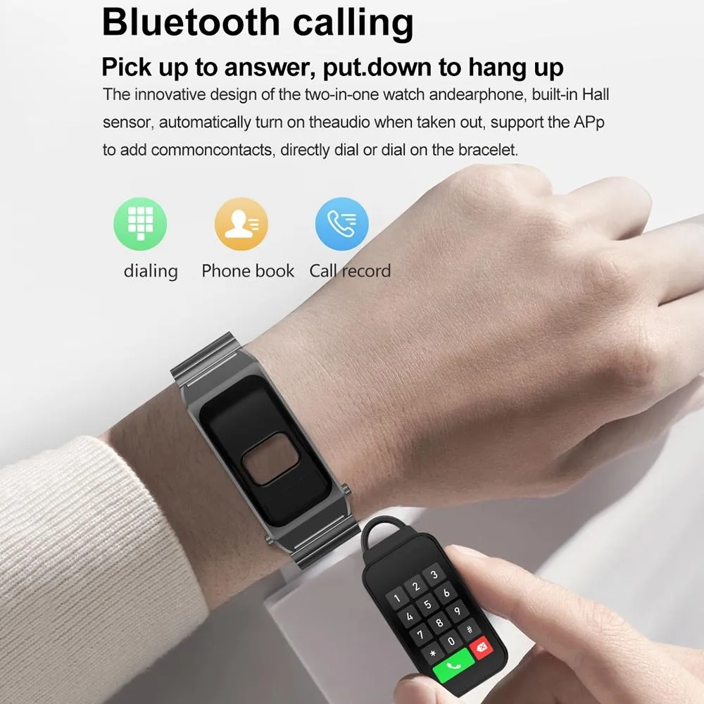 1.98 Inch 2 In 1 Bluetooth Earphone Smart Watch With Ecg & Nfc Support