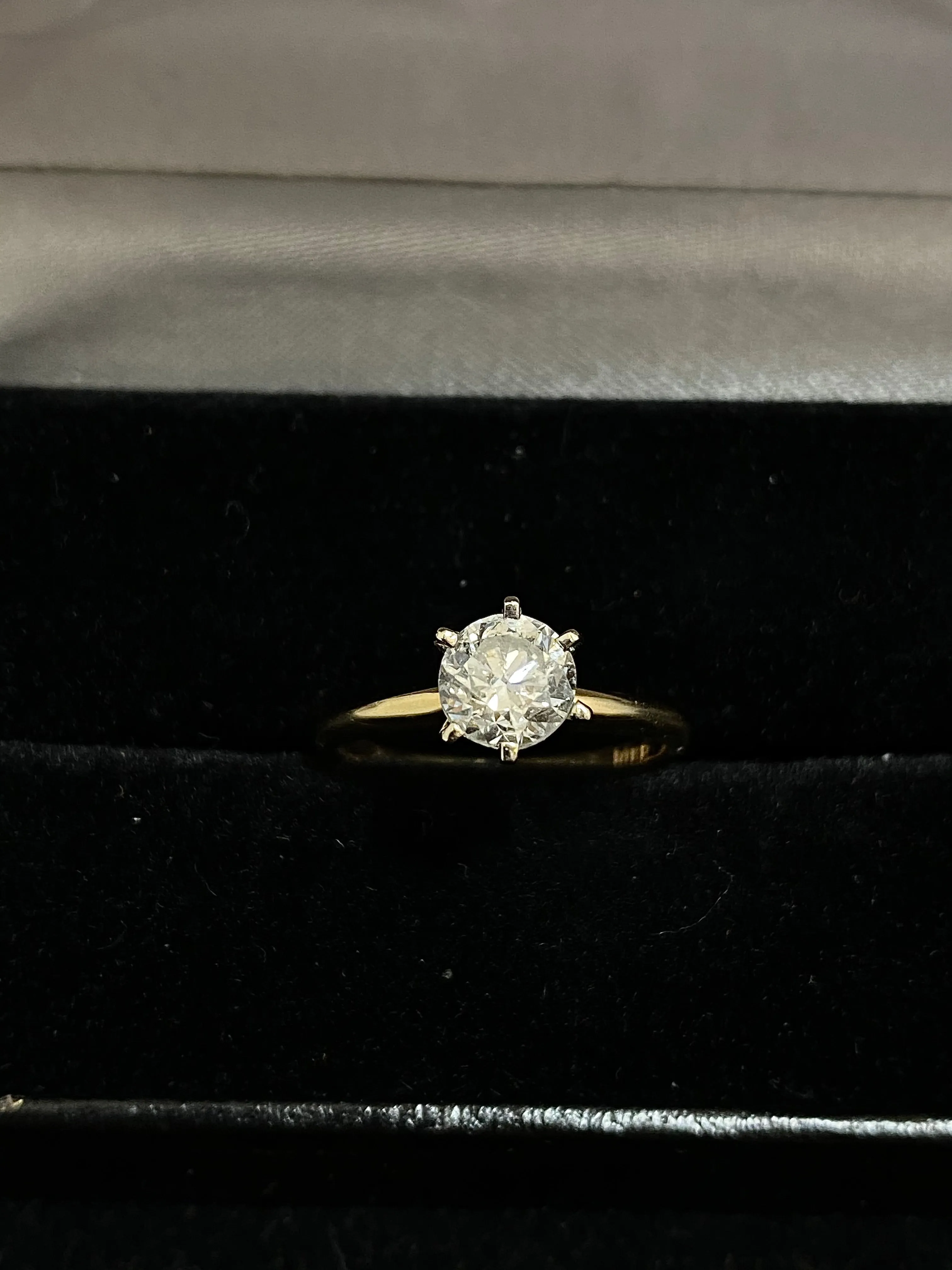 1980's Unique Designer's Solid Yellow Gold Diamond Solitaire Engagement Ring - $10K Appraisal Value w/CoA}