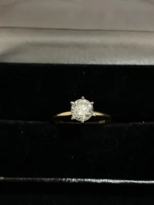 1980's Unique Designer's Solid Yellow Gold Diamond Solitaire Engagement Ring - $10K Appraisal Value w/CoA}