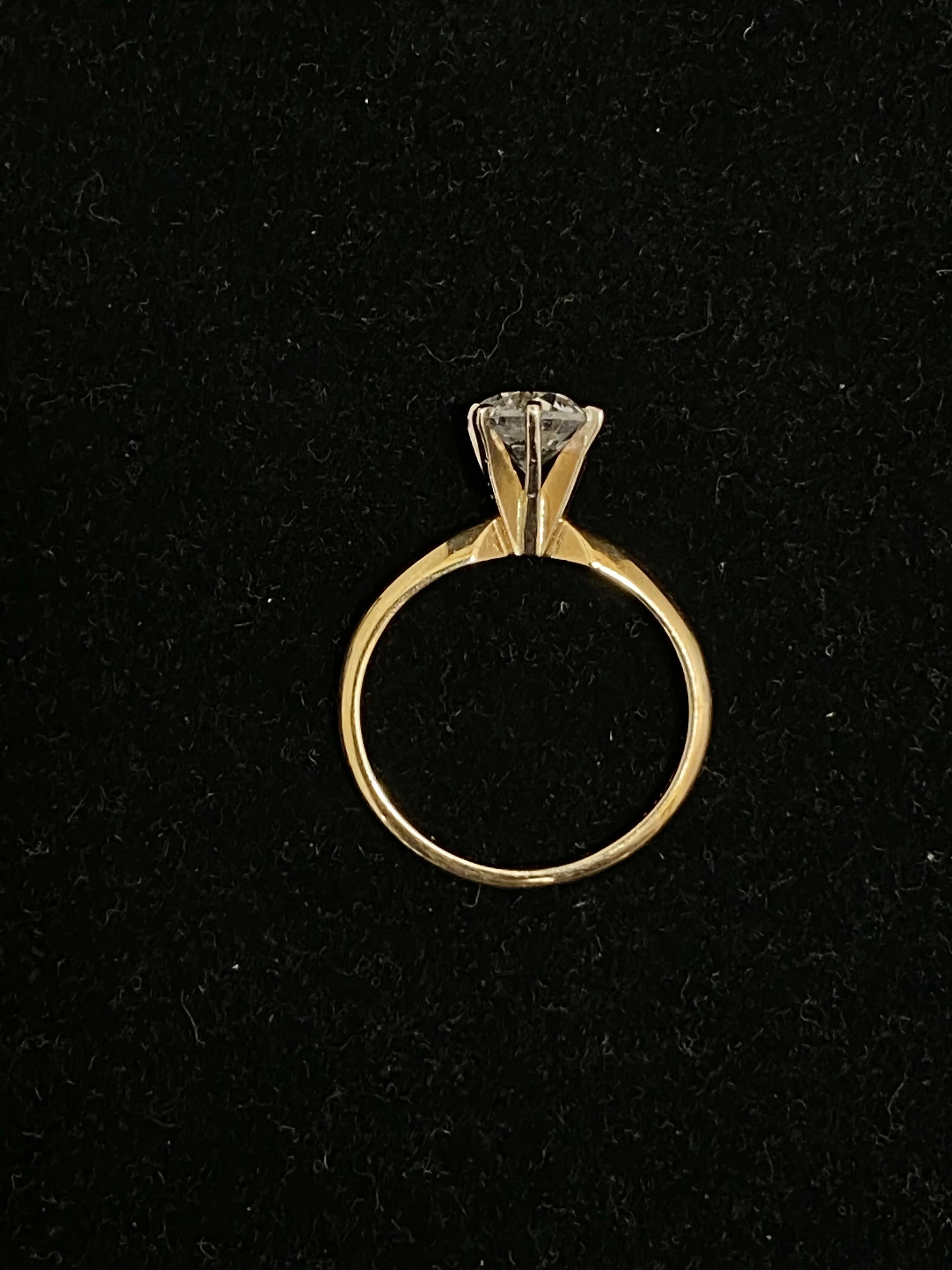 1980's Unique Designer's Solid Yellow Gold Diamond Solitaire Engagement Ring - $10K Appraisal Value w/CoA}