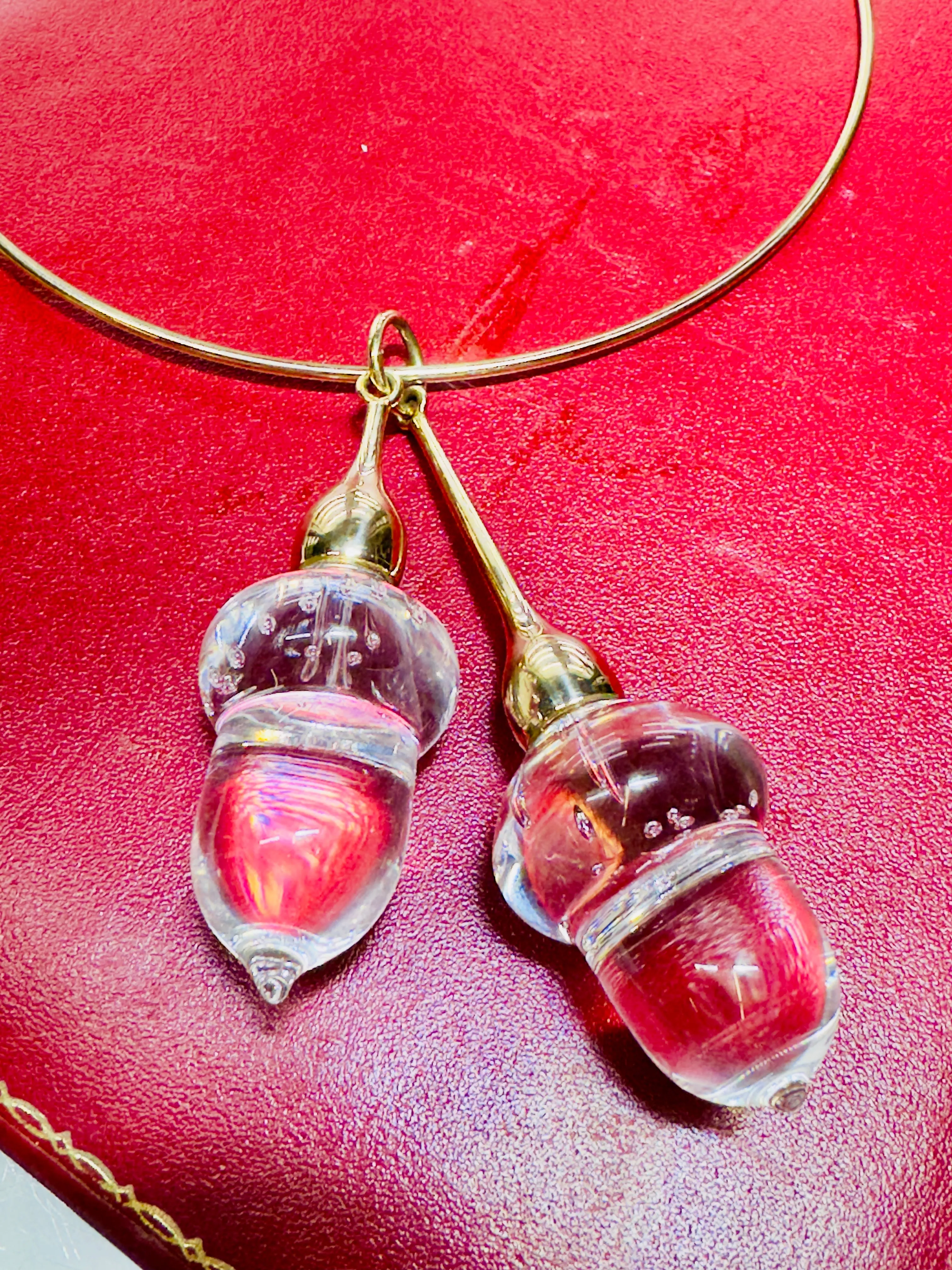 1990s Original Steuben Acorn Solid Gold Brand New Necklace -  $15K APR w/ CoA!!!