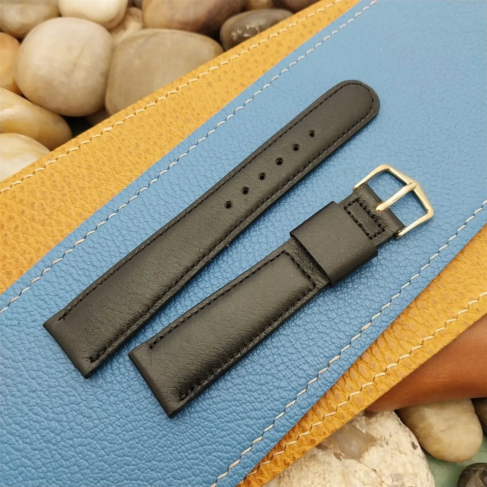 19mm 3/4" Black Aztec Calf New Old Stock JB Champion 1960s Vintage Watch Band