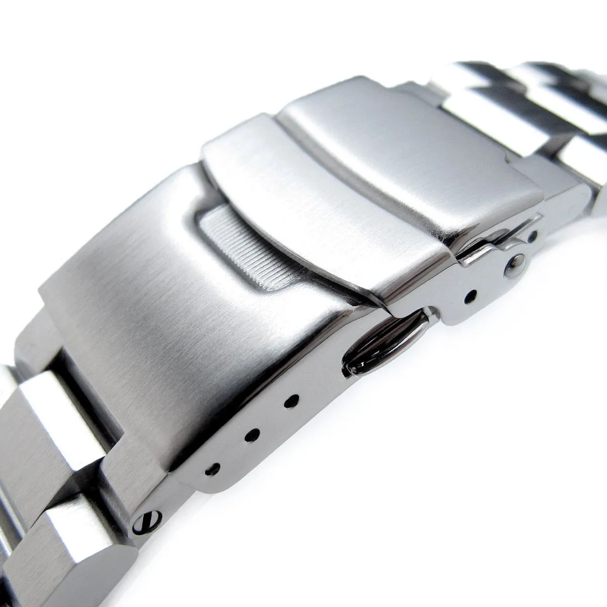 22mm Hexad Watch Band Straight End Lug, 316L Stainless Steel Brushed Diver Clasp