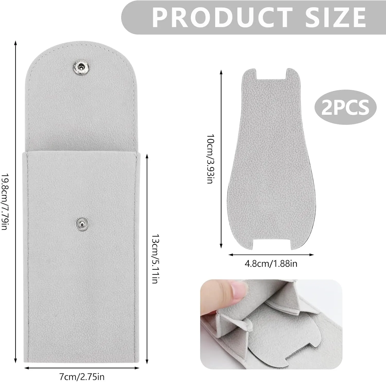 2PCS Watch Pouch, Portable Flannelette Watch Storage Bag Watch Travel Pouch Watch Organizer Bag for Men and Women (Gray)