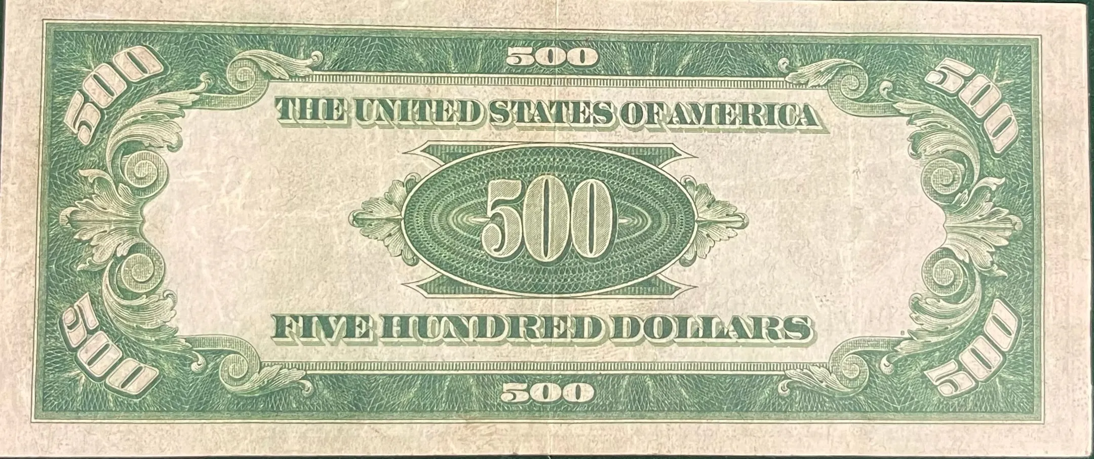 $500 US 1934 APPEARS BU, RARE! ONE OF THE HIGHEST DENOMINATIONS! $8K APR w/COA!!