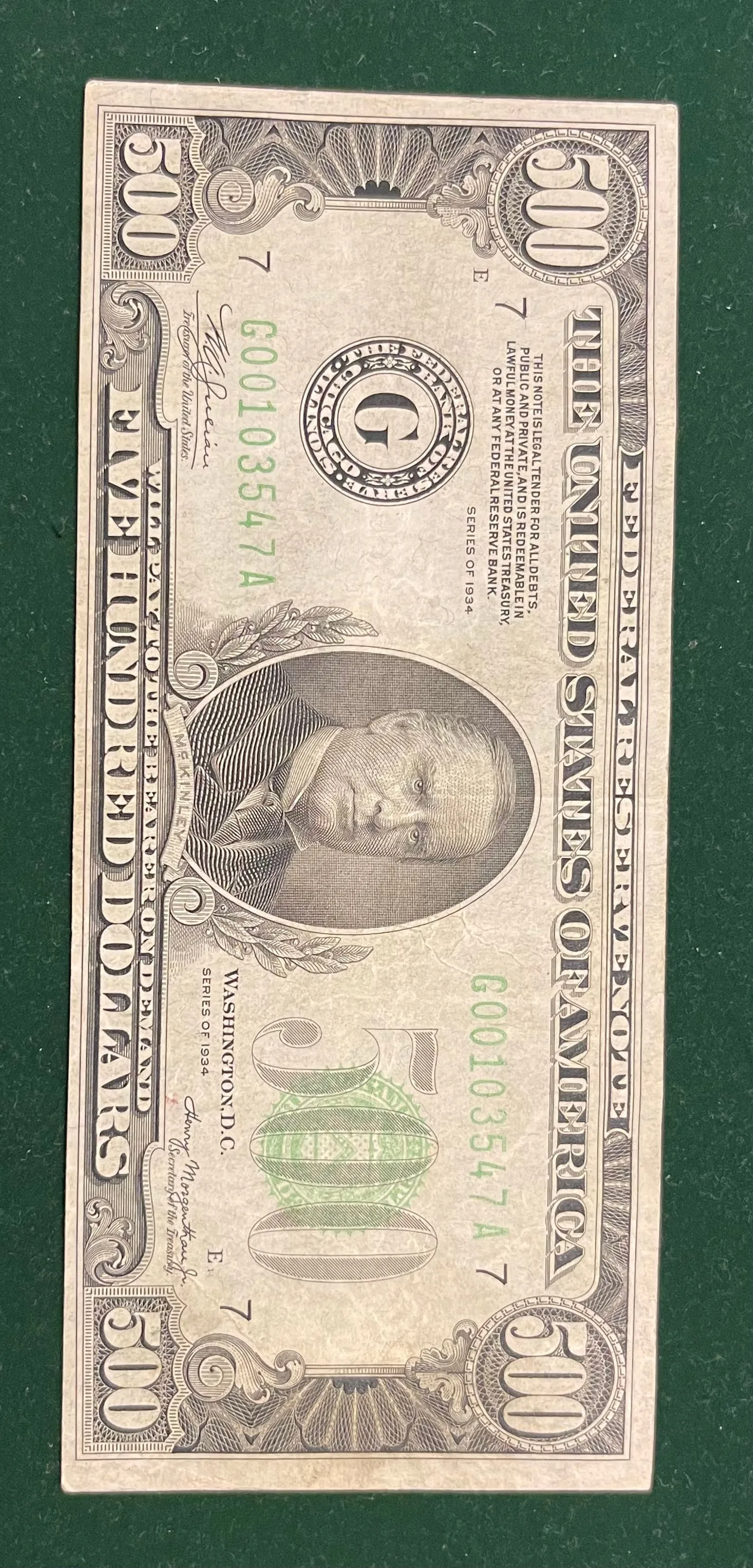 $500 US 1934 APPEARS BU, RARE! ONE OF THE HIGHEST DENOMINATIONS! $8K APR w/COA!!