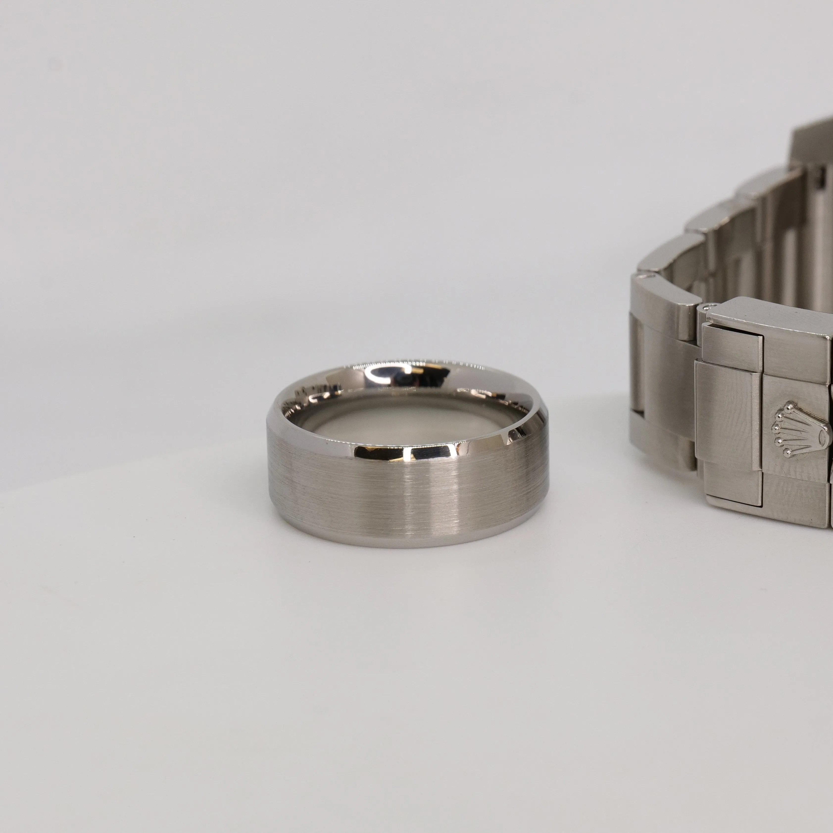 8mm Beveled 904L Stainless Steel Ring