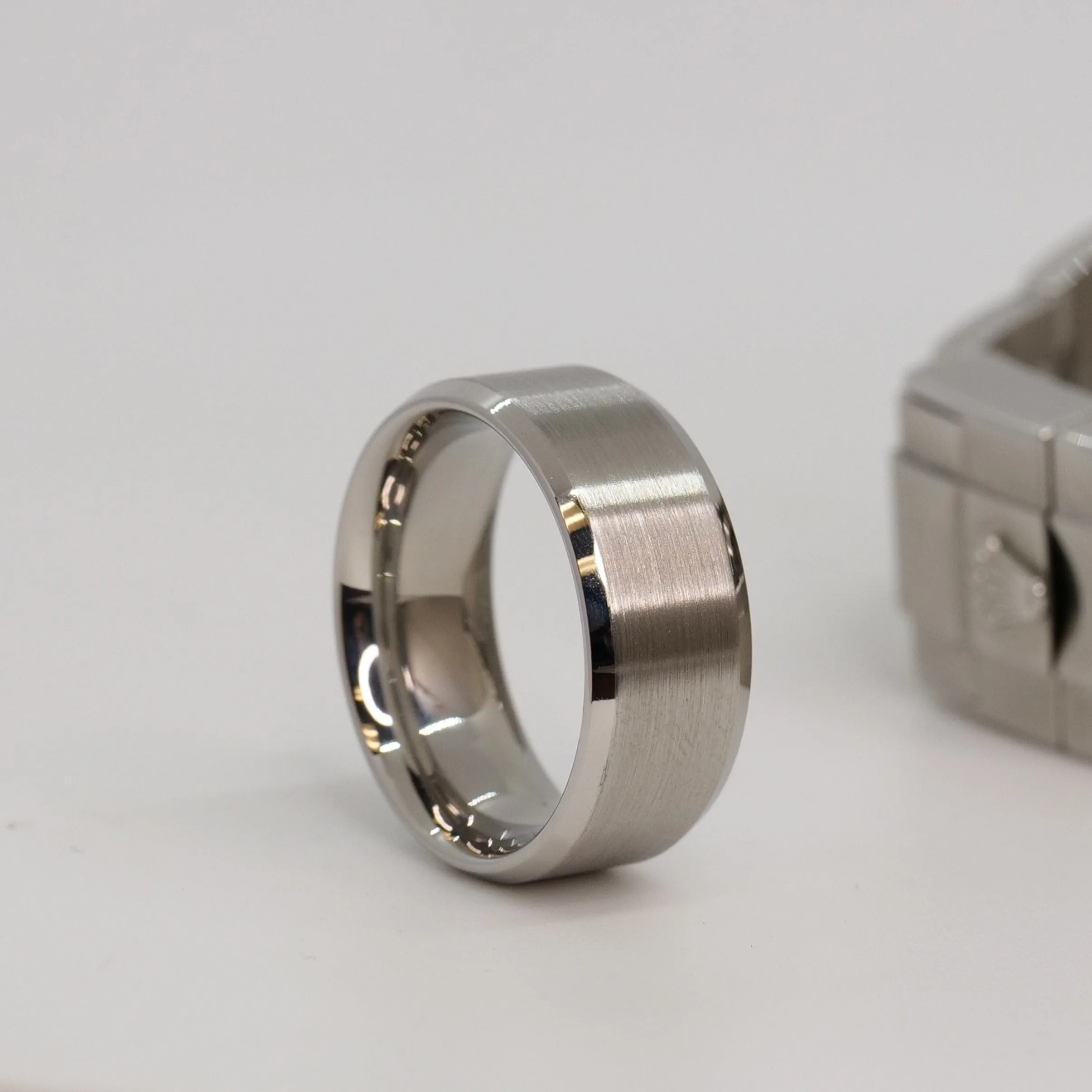 8mm Beveled 904L Stainless Steel Ring
