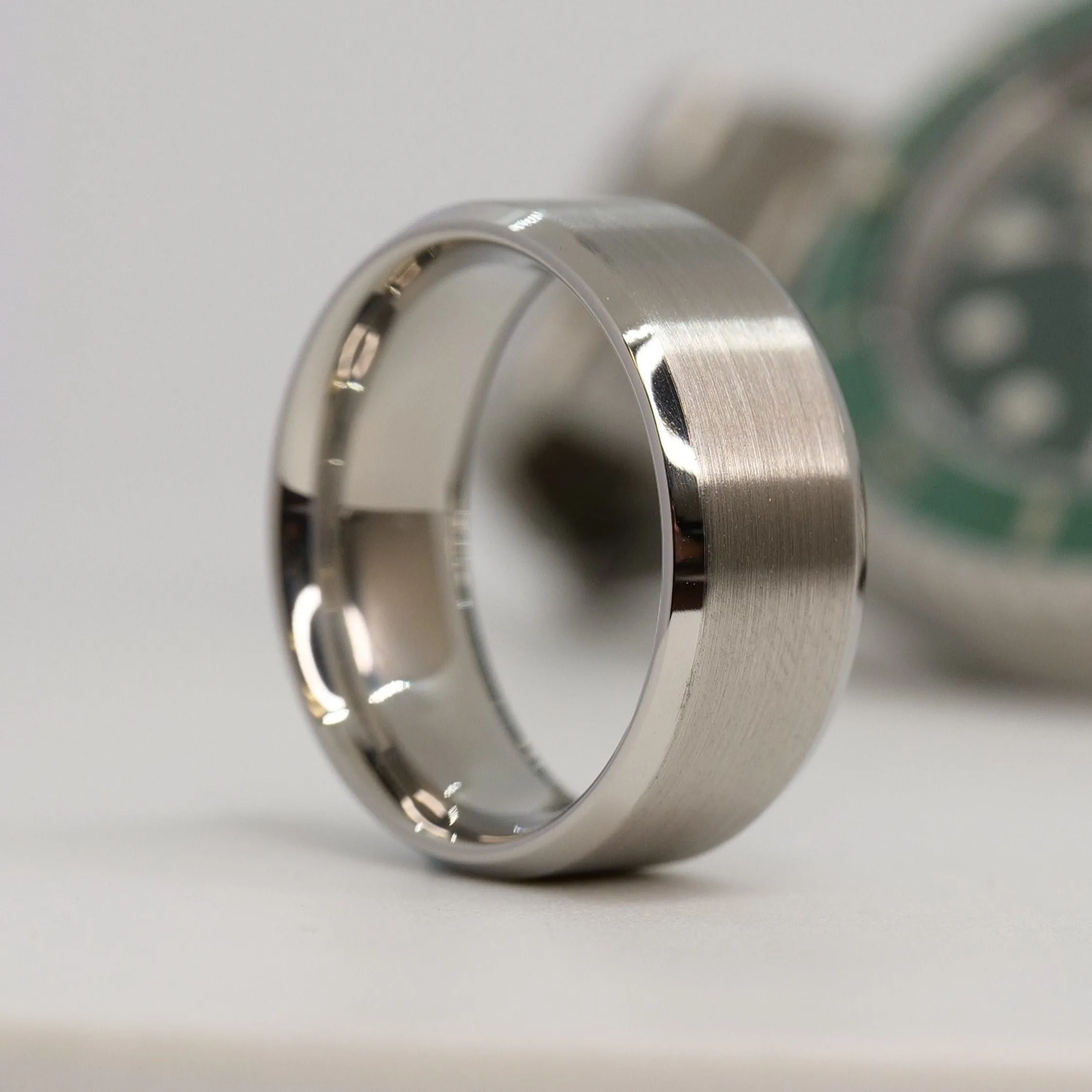 8mm Beveled 904L Stainless Steel Ring