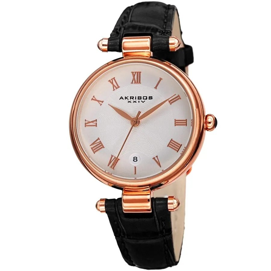 Akribos Xxiv Quartz White Dial Ladies Watch AK1070BKR