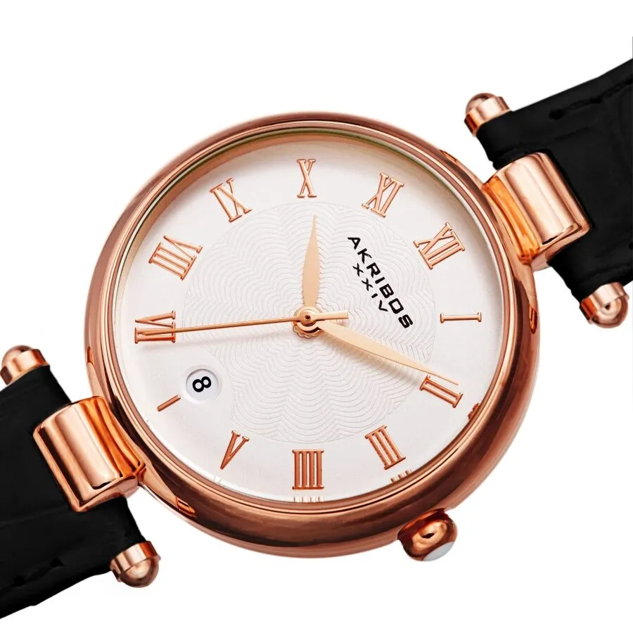 Akribos Xxiv Quartz White Dial Ladies Watch AK1070BKR