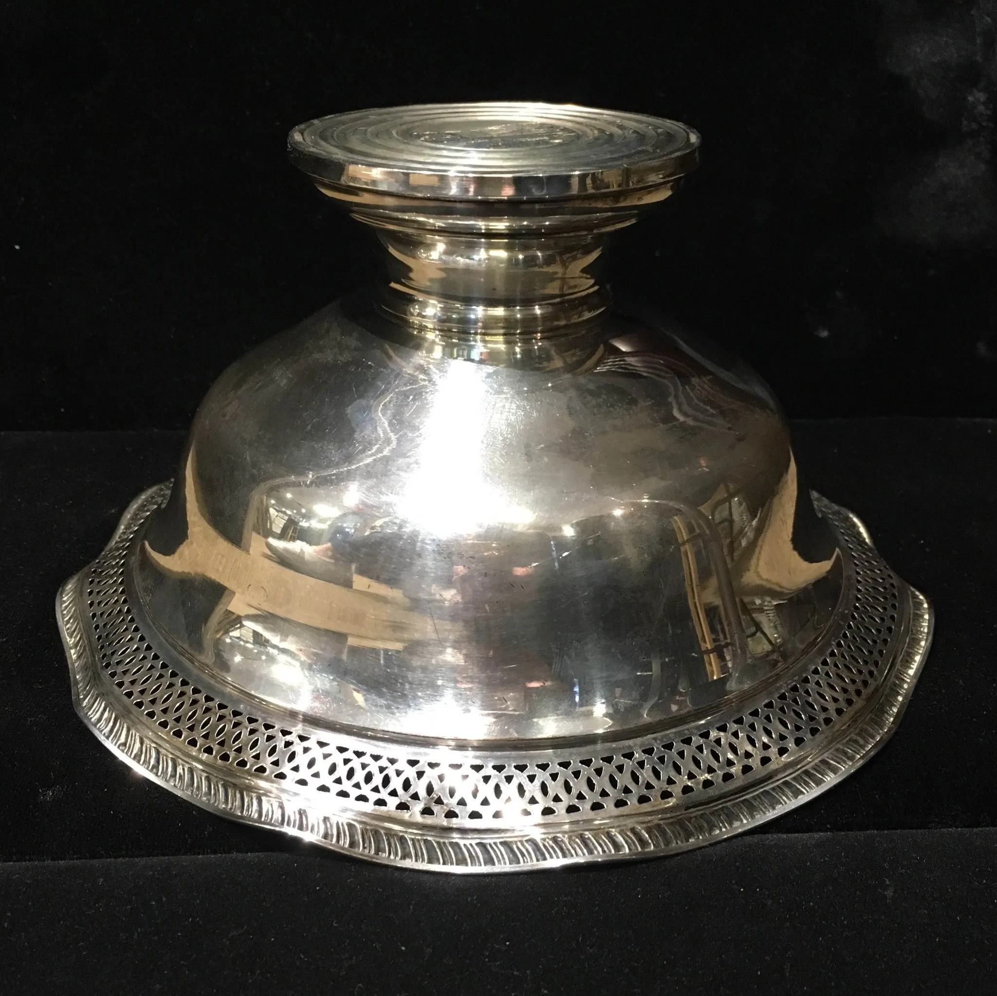 Antique 1930s Sterling Silver Compote Pierced Candy Dish Filigree Bowl Weighted - $3K VALUE*